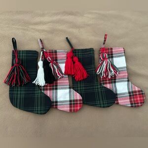 Plaid Christmas Stockings for with Tassels